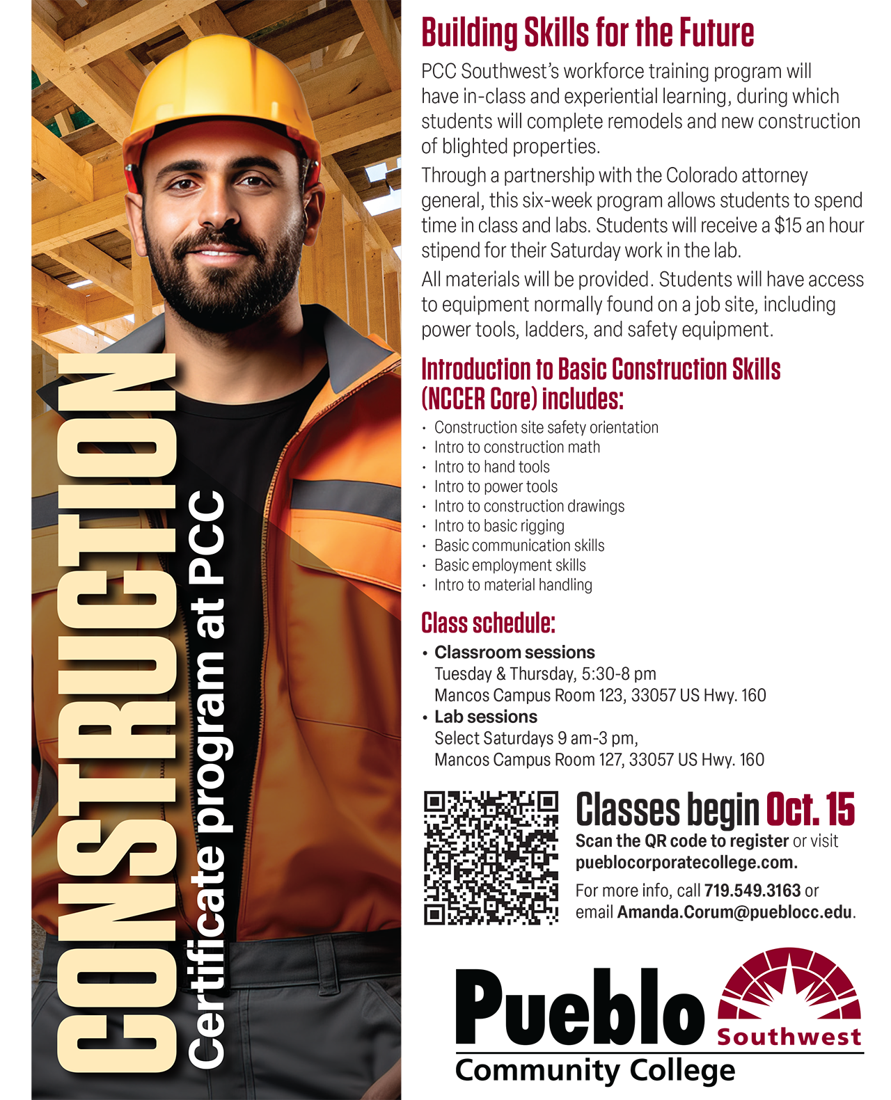 Construction Certificate at PCC - Building Skills for the Future. Click here for the accessible PDF.