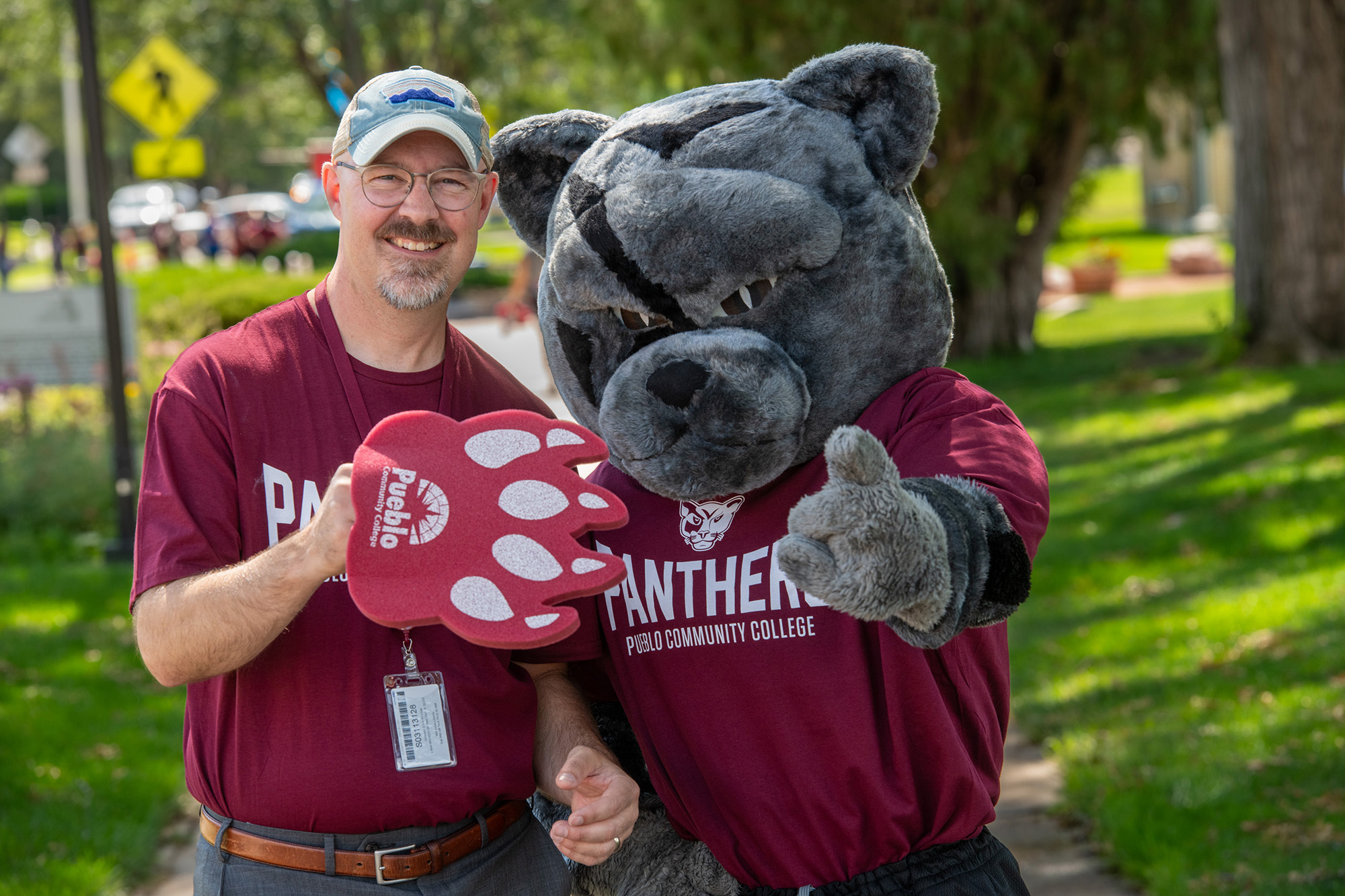 PCC President Hazelbaker with the PCC Mascot