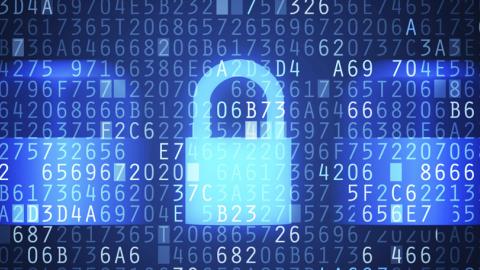 padlock with computer coding