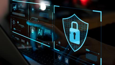 Cyber Security card - computer screen with padlock icon