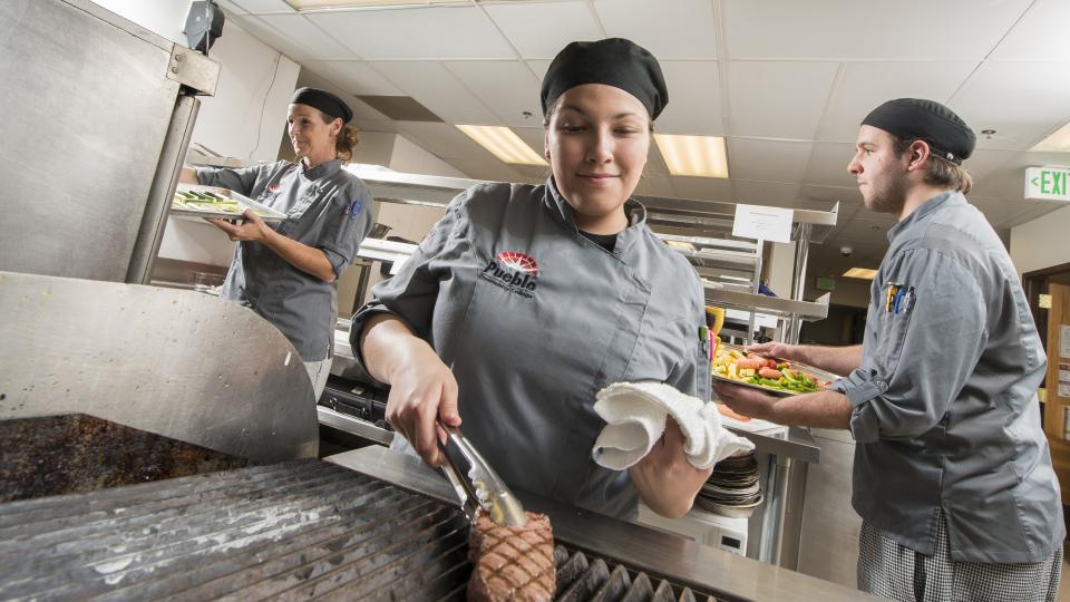 Hospitality Services Students in Kitchen