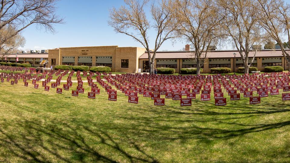 2021 Grad Signs in courtyard - Pueblo Campus