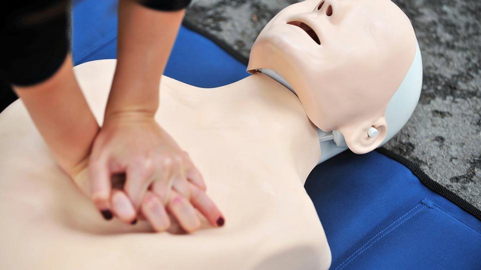 CPR being performed on training mannequin