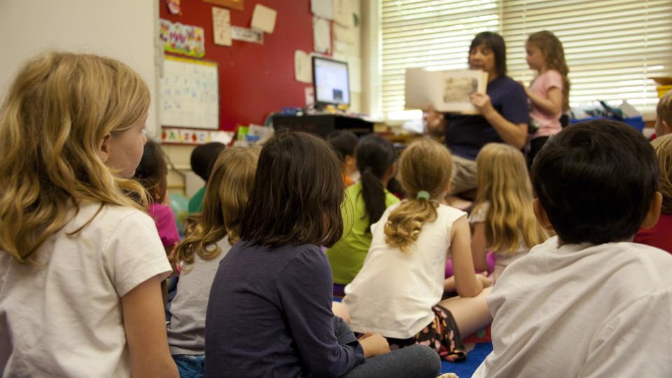 classroom full of young students