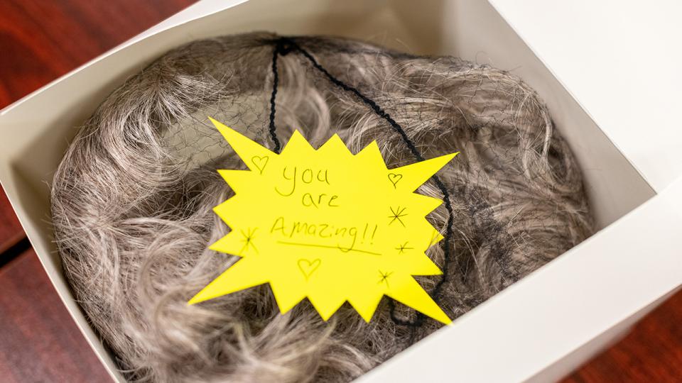 You are amazing! message inside wig box