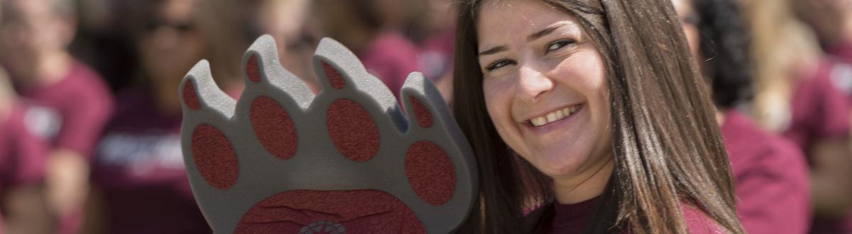 PCC student with Panther Paw