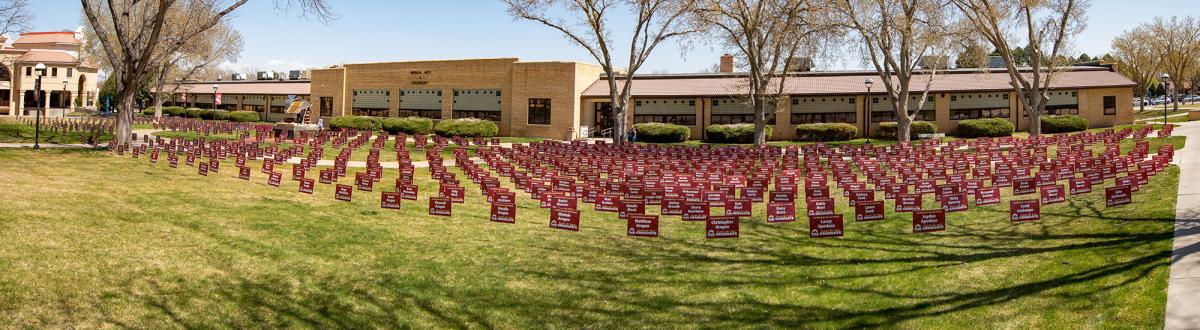 2021 Grad Signs in courtyard - Pueblo Campus