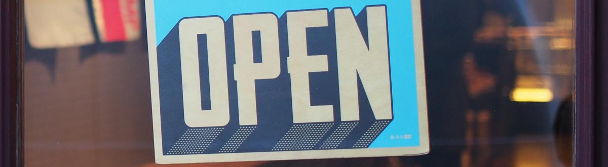 Open sign on shop door