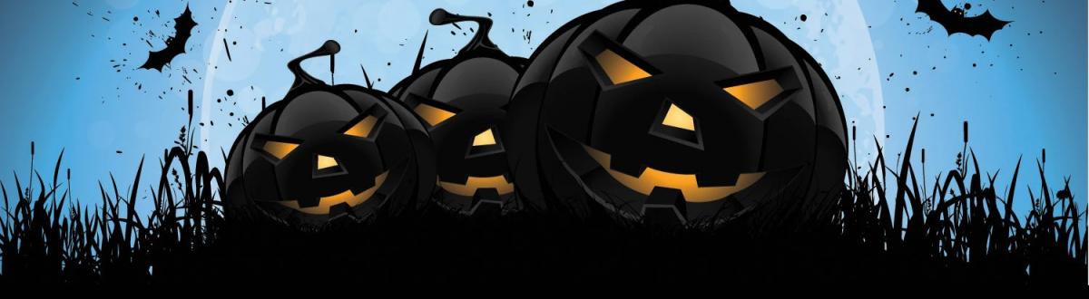 Halloween pumpkins and bats