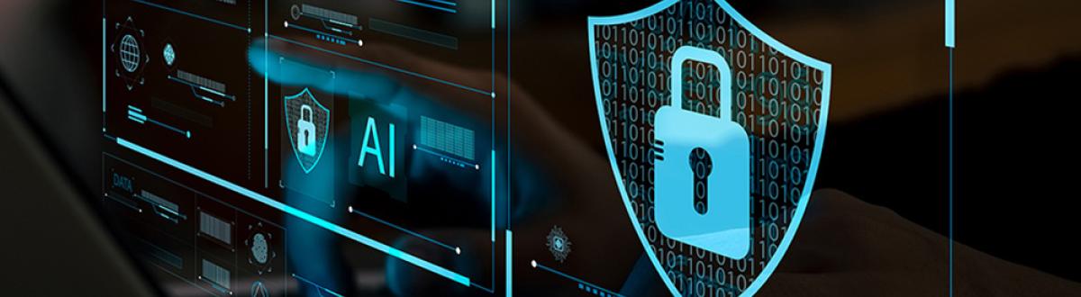 Cyber Security card - computer screen with padlock icon