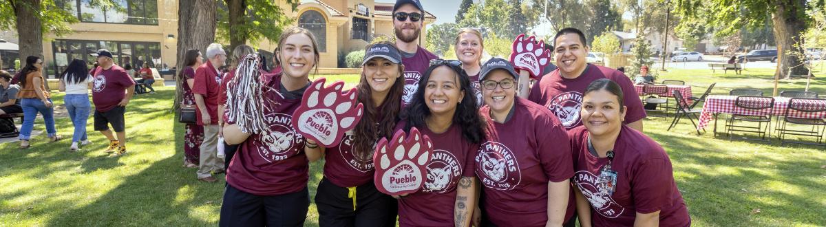 Students posing for a photo at the 2025 Celebration Walk on the Pueblo Campus