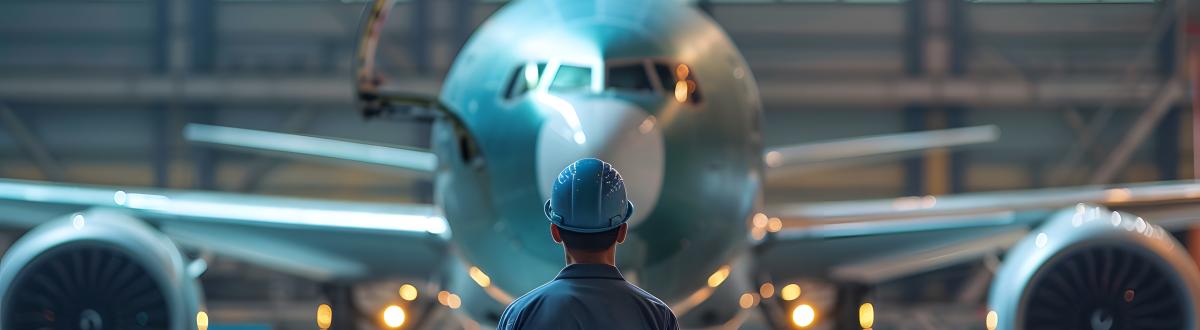 aviation mechanic in front of plane