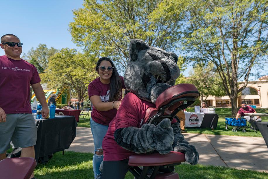 Panther getting a massage