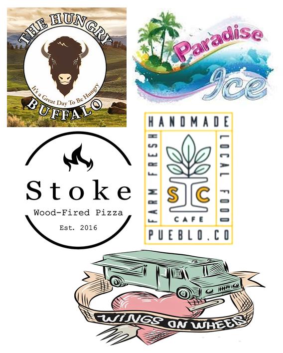 The Hungry Buffalo, Paradise Ice, Stoke Wood-Fired Pizza, Steel City Cafe, Wings on Wheels