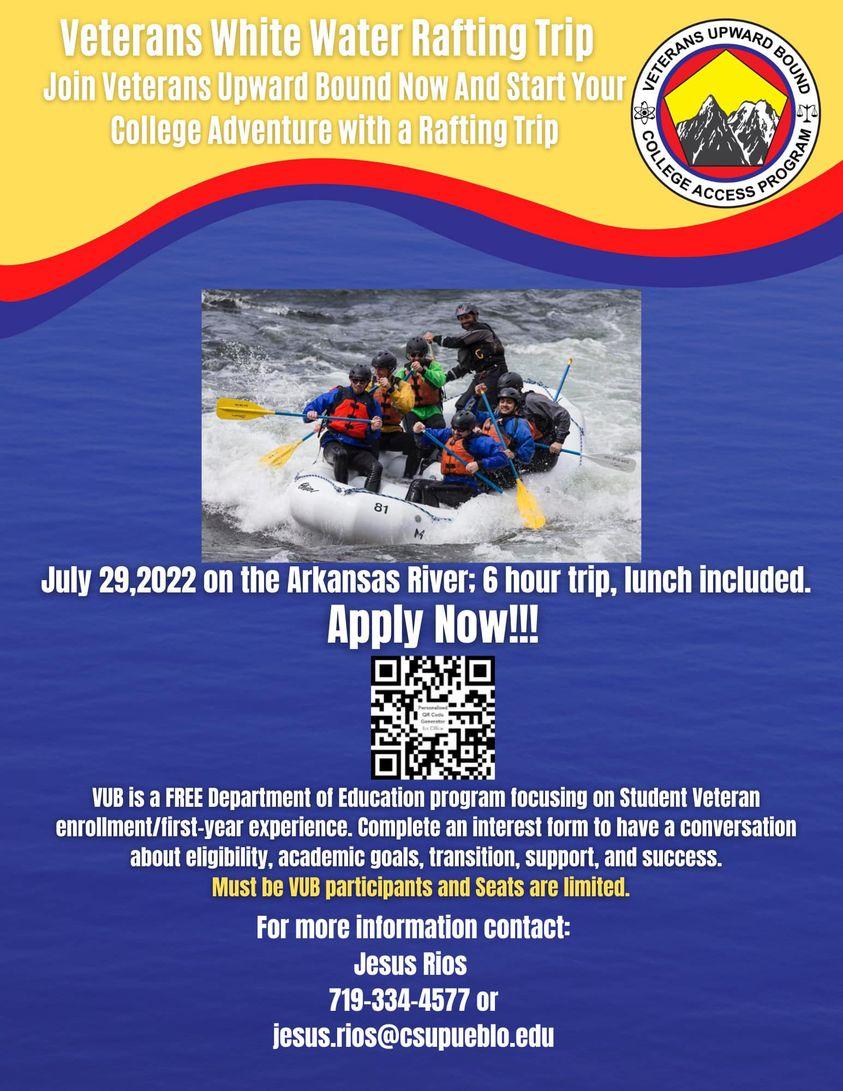 Join Veterans Upward Bound Now and Start Your College Adventure with a Rafting Trip