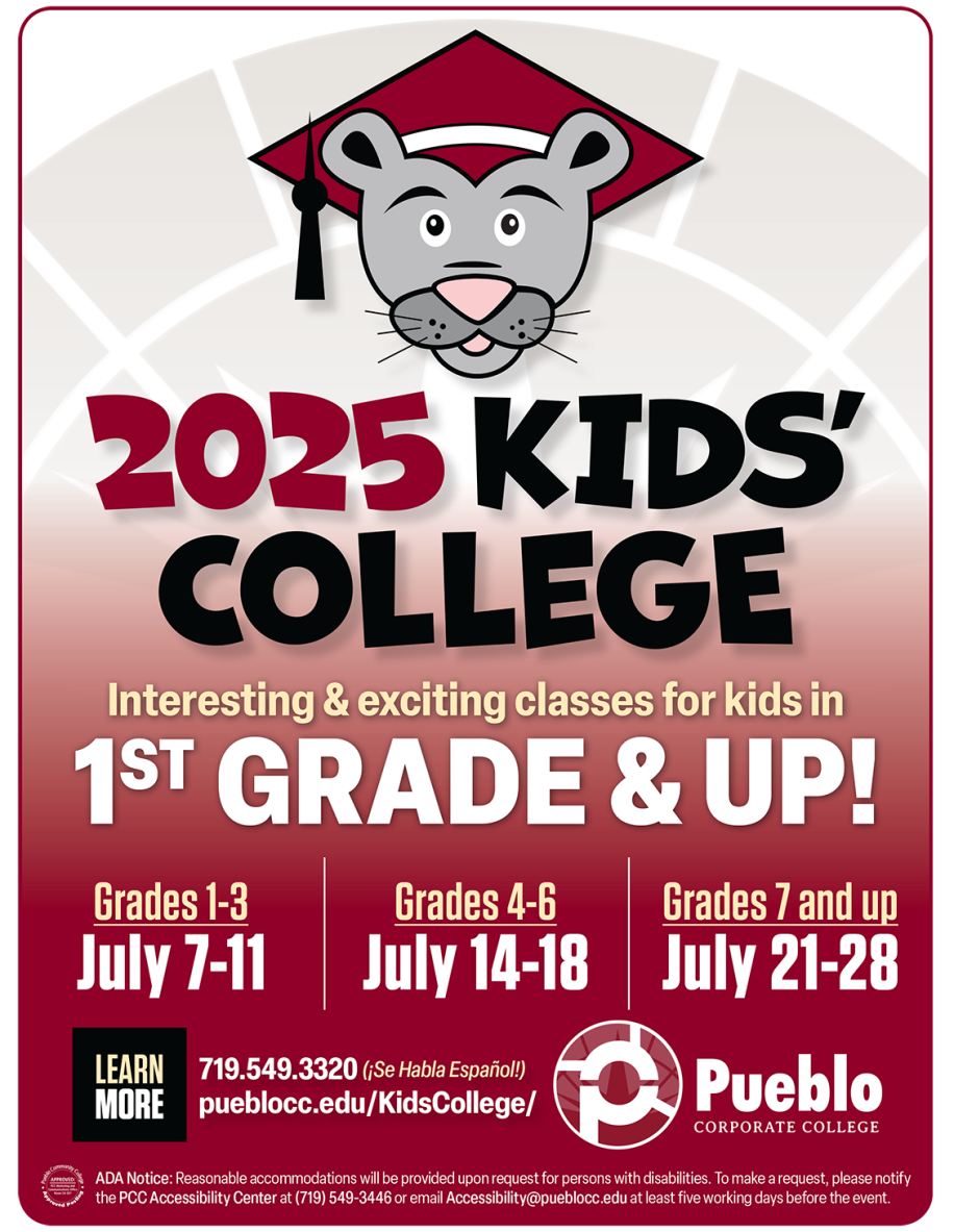 2025 Kids' College Interesting & exciting classes for kids in 1st grade and up! Grades 1-3: July 7-11. Grades 4-6: July 14-18. Grades 7 and up: July 21-28. Learn more: 719-549-3320