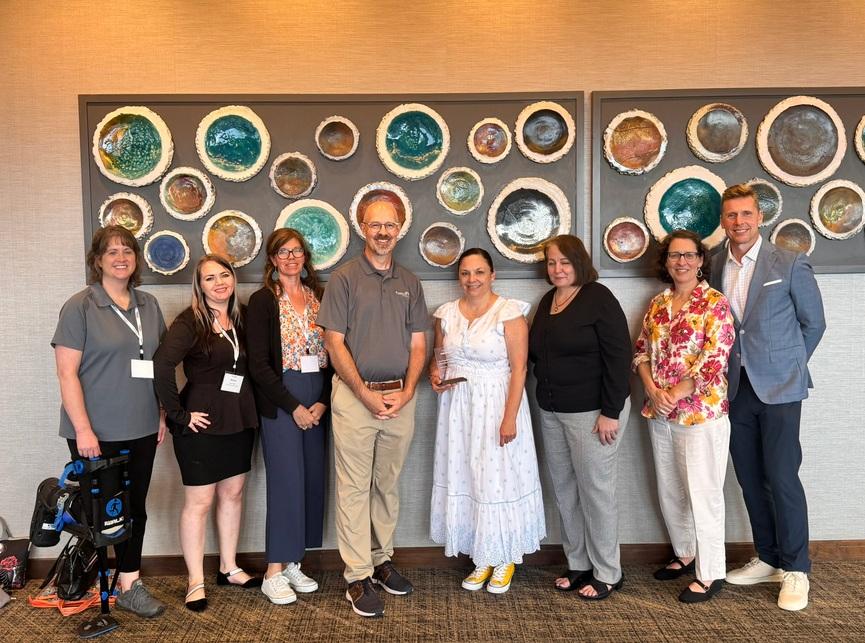 Photo (L-R): PCC Pre-College Program Specialists Michelle Grammon, Alvina Heath, and Jennifer Tinnell; PCC President Dr. Chato Hazelbaker; PCC Director of Pre-College Programs Jeanelle Soto-Quintana; Achieve the Dream/Gateway to College representatives Emily Froimson, Stephanie Davolos and Nick Mathern.