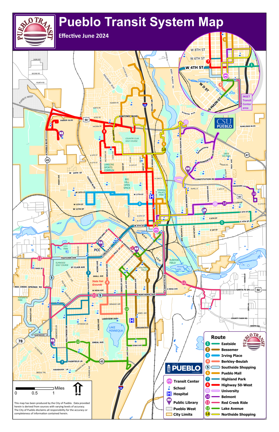 Pueblo Transit Map