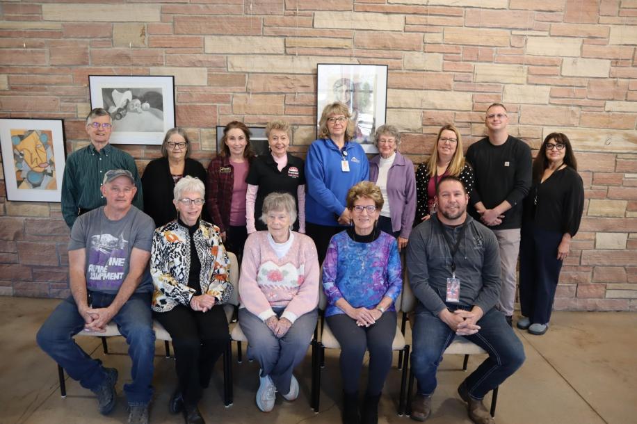 Back Row left to right: Dehl Wolfers, Debbie Herrera, Peggy Ritter, Dr. Shirley Squier, Michaelene Jacobs, Kathy Uland, Melissa Santistevan, Jacob Lewis, Trina Jiron Belford  Front Row: Gordon Bell, Jean Schmidt, Millie Wintz, Jeannie Rector, Michael Maffucci  Not Pictured: Mack Word, Gerri Colette