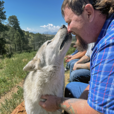 Wolf nuzzling PCC welding student